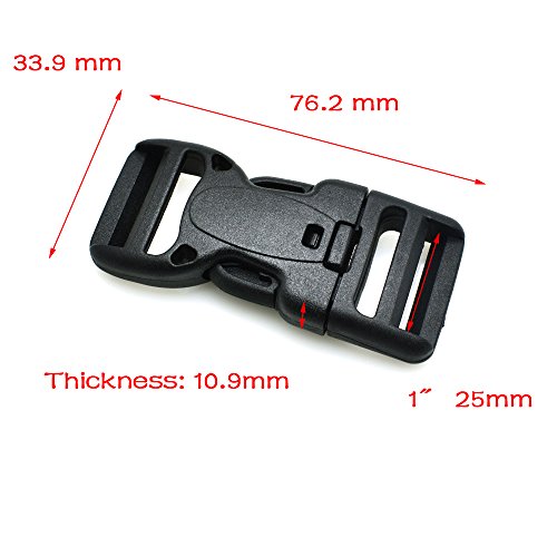 5Pcs Plastic Dual Adjustable & Security Double Lock Buckle For Tactical Belts Black (1"(25Mm)) #TOP5
