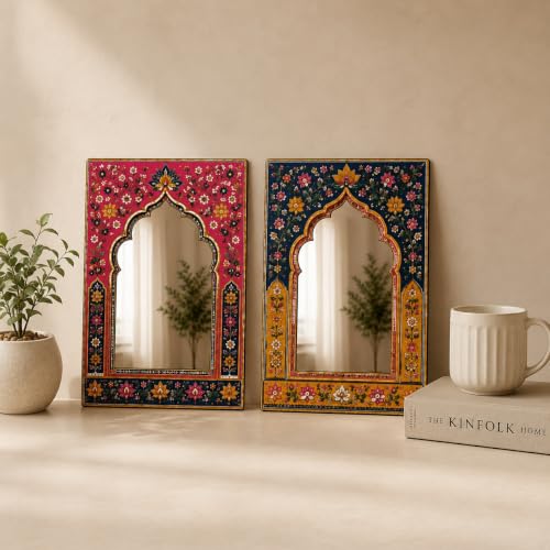 American Elm Pack of 2 Jharokha Mirror Wall Decor for Home Decor ...