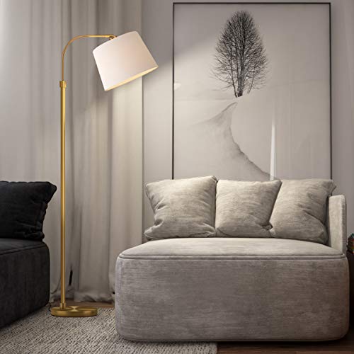 Oneach Modern Floor Lamp For Living Rooms Led Contemporary Arc Standing Lamps For Bedrooms Accent Tall Pole Gold Light For Reading With Hanging Lamp Shade Antique Brass #TOP3