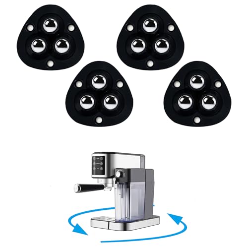 Small Adhesive Casters Wheels for Appliance: 4 Pcs Kitchen Counter Appliances Slider - Self Stick Mini Universal Swivel Rollers for Furniture & Coffee Maker - Ideal for Housewives and Seniors