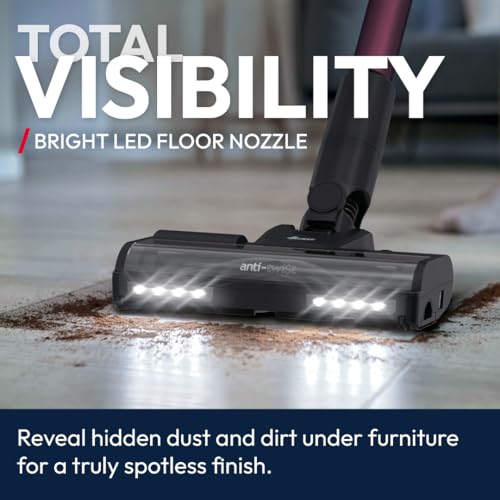 Hoover HF1 Max Cordless Vacuum Cleaner 50-min Runtime Rechargeable Stick Vacuum, 200W Anti-Hair Wrap, 3 Speed Modes, Double Edge Cleaning, LED Headlight, HEPA Fliter, Crevice Tool [HF1M10H] - Image 6