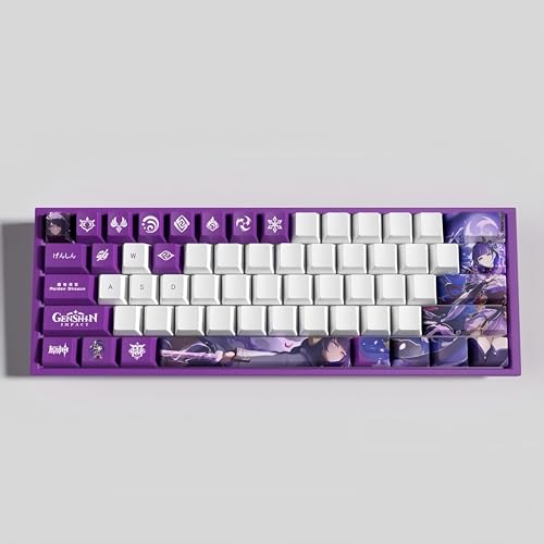 GeRRiT Genshin Impact Lot de touches de jeu mignonnes avec sublimation PBT pour clavier 61/64/68/84/87/96/104/108