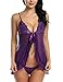 Avidlove Women's Sexy Lingerie Lcae Babydolls 2 Pieces Mesh Chemises and G-string (L, Purple (FBA))