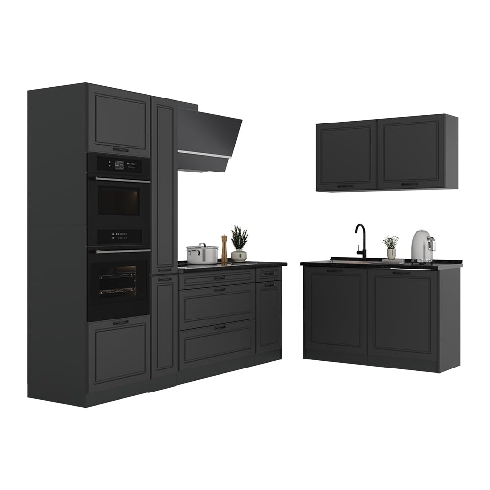 Vicco Kuchnia narożna "R-Line", Antracyt wiejski/Antracyt 230 x 120 cm