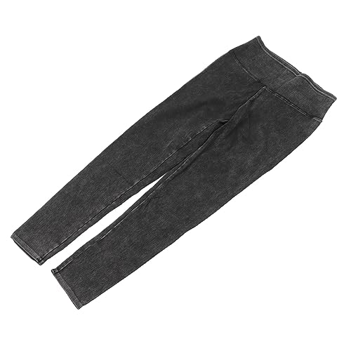 Calças Finas de Levantamento de Quadril, Calças de Ioga de Cintura Alta de Malha Elástica de Cor Pur