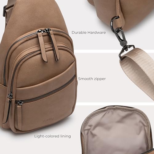 Image of Alldaily Large Sling Bag for Women Crossbody Purse Leather Fashionable Trendy Chest Bag for Travel, Fanny Pack (Beige)