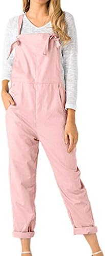 Women Loose Dungarees Long Pockets Rompers Jumpsuit Pants Playsuit Overalls