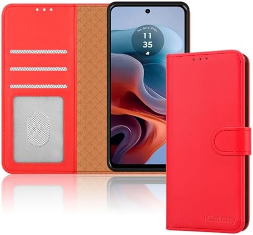 32nd Book Wallet PU Leather Case Cover for Motorola Moto G14, Flip Case With RFID Blocking Card Slots, Magnetic Closure and Built In Stand - Deep