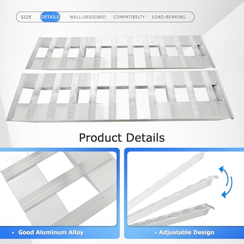 ALMULOO 60\" x 15\" Aluminum Trailer Ramps 6800 LBS Motorcycle ATV Loading Ramps Truck Heavy Duty Hook End & Knife Foot
