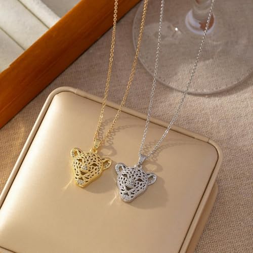 Bijoux évider tête de léopard, un collier pendentif d'exception mixte - 2