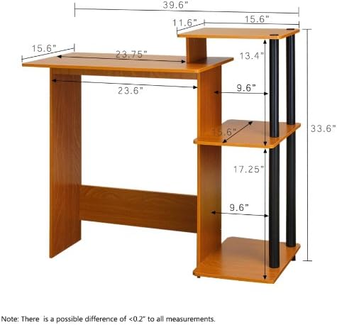 Furinno Efficient Home Laptop Notebook Computer Desk, Study Desk, Writing Desk, Light Cherry/Black, 100.6 (W) x 85.3 (H) x 39.6 (D) cm - Image 3