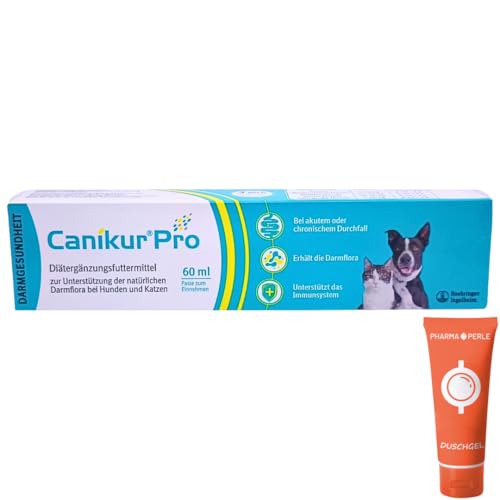 Canikur Pro 60 ml Paste I Diät-Ergänzungsfuttermittel für Hunde & Katzen I unterstützt Darmflora bei Futterumstellung Antibiotika-Gabe & Verdauungsstörungen I Spar-Set plus Pharma Perle giveaway (1x)