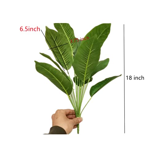 2 Bunches Artificial Bird Of Paradise Plants 18" Permanent Leaf,Tropical Leaves Faux Strelitzia 12 Leaves Banana Tree For Potted Plant Flower,Outdoor Uv Garden Resistant Decor Green #TOP1