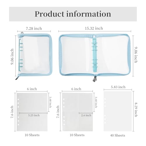 Image of Vienrose Sticker Storage Organizer, Sticker Collecting, Zipper Binder Album Reusable Stickers Collecting Book with 40 Sheets Release Paper and 20 Sheets Pockets Pages for Adults Kids Blue
