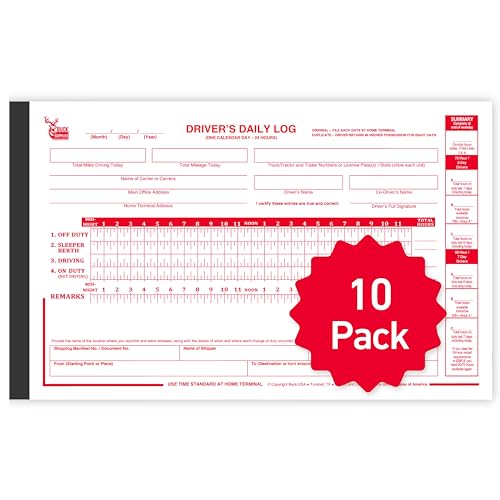 10 Pack Driver Daily Log Books for Truck Drivers with 7...