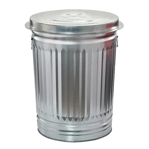 31-Gallon Heavy-Duty Steel Trash Can - Kitchen & Office - Silvery - with Airtight lid - Metal Outdoor Trash Can for Patio, Kitchen & Office