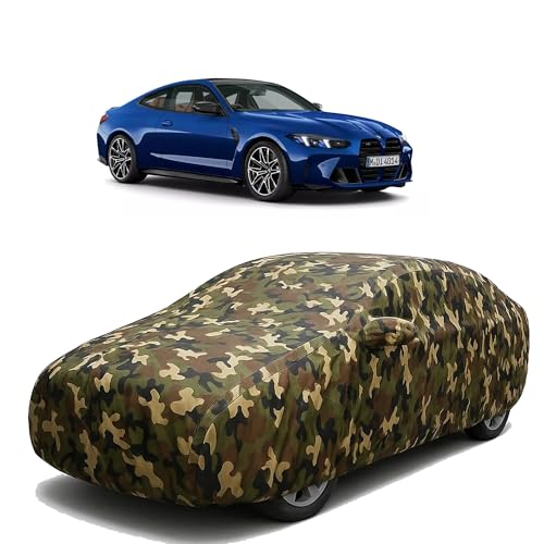 Image of Sulfar 100% Waterproof Car Body Cover Compatible with Mirror for BMW M4 with Long Lasting Durable Material (Triple Stitched, Full Bottom Elastic, Camouflage Army)