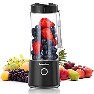 Topspitgo Mini-blender, smoothiemaker, mixer voor shakes, vruchtensap, ijs, blender, elektrisch, BPA-vrij, met 400 ml compacte mixbeker, kleine mixer en reinigingsborstel (zwart)