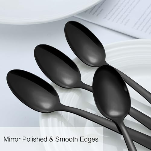 image for Pleafind 36 Pieces Black Teaspoons Set - 6.2 inch, Spoon Silverware, S
