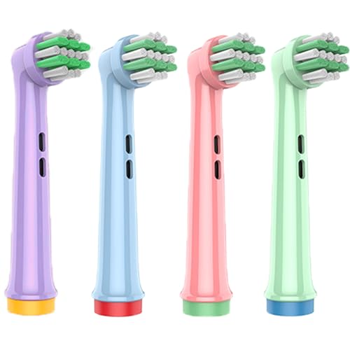 4pcs Kids Toothbrush Replacement Heads Compatible with Oral B Electric Toothbrush, Soft Bristles and Small Heads for EB-P Series 4 Color