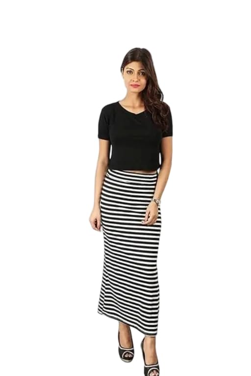 Women’s Striped Maxi Skirt with Fitted Silhouette & Side Slit_63-picture-40