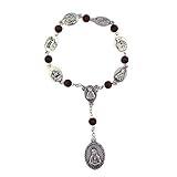 VILLAGE GIFT IMPORTERS Seven Sorrows One Decense Chaplet | Cuentas Marrones o Negras con medallas | Nuestra Señora de Siete Dolores | Joyería Cristiana