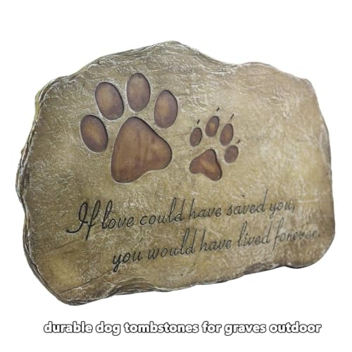 jinhuoba Paw Prints Dog Pet Memorial Stones, Pet Garden Stone Grave Marker for Dog or Cat, Hand-Painted Pet Memorial Gift Loss Gifts Sympathy Gifts for Dogs or Cats Indoor or Outdoor, 11" x 8"
