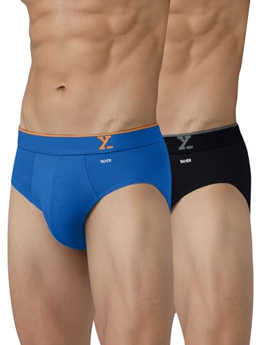 Image of XYXX Men's Traq Super Combed Cotton Regular Fit Solid Antibacterial Briefs with No Marks Waistband (Pack of 2)