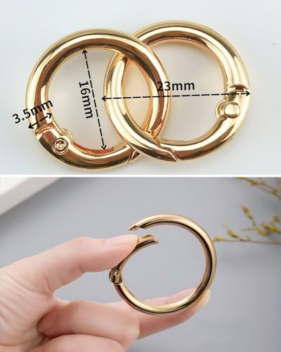 50 Stück Runde Karabiner Schlüsselanhänger, 23.5mm Schlüsselring Feder-O-Ringe, Spaltring Druckknopf Clip für Schlüsselring Tasche, Geldbörse,Zubehör Karabinerhaken (50, helles Gold)