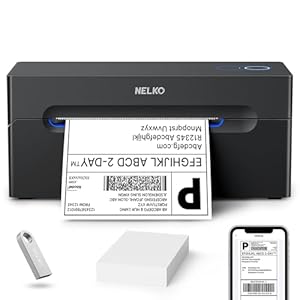 Nelko Bluetooth Thermal Shipping Label Printer, Wireless 4×6 Shipping Label Printer for Small Business, Support Android, iPhone and Windows, Widely Used for Amazon, Ebay, Shopify, Etsy, USPS