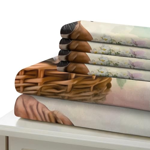 Housse de couette chouette rose parure de lit 220x240cm microfibre ultra douce