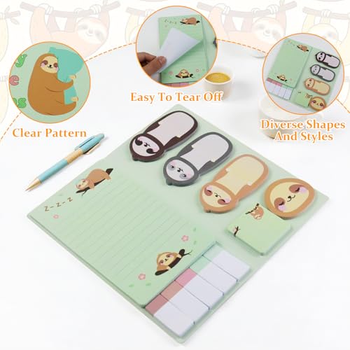 880 Stück Faultier & Axolotl Selbstklebende Notizzettel, Sticky Notes, Klebezettel Lustig,Haftnotizen Lustig,Faultiere Haftnotizen Kinder als Faultier Geschenk & Mexican Walking Fish für Schulklasse