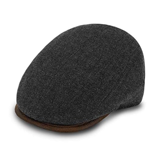 fiebig Sula Flatcap | Cap Made of 100% Virgin Wool Gatsby Cap Made in Italy (62-XXL, Anthracite)