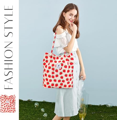 Image of Street27 Korean Canvas Corduroy Tote Bag Casual Work Shoulder Handbags | Multi-Purpose Bag |Sturdy Canvas Bag with Large Capacity | Shopping Bag for Office, College & Daily Use