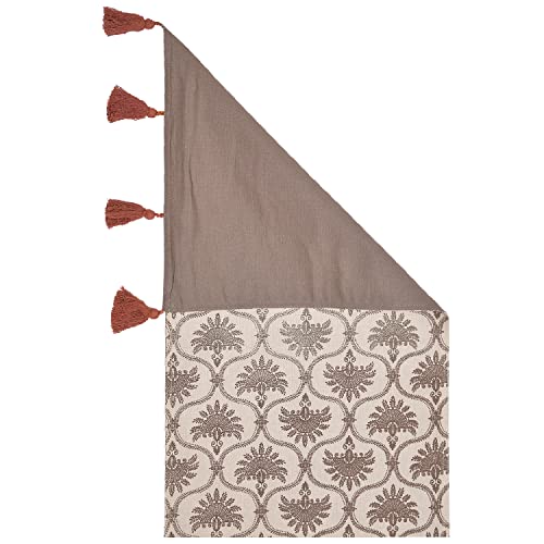 Image of Blanc 9 Surkhab Light Brown Home & Kitchen Pure Cotton Printed 4 /6 Seater Table Runner|(33x182) cm