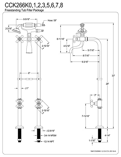 Kingston Brass Cck266K8 Kingston Tub Faucet, 28" Length, Brushed Nickel #TOP1
