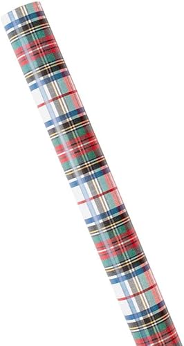 Miniatura 2 de Caspari Dress Stewart Tartan - Papel de regalo reversible en color blanco, rollo de 30 pulgadas x 8 pies