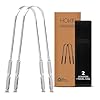Tongue Scraper for Adults by HOKIN (2Pcs Oral Care Pack) Stainless Steel Tongue Cleaners Reduce Bad Breath 100% Metal Tough Scrapers Men and Women Hygiene Product