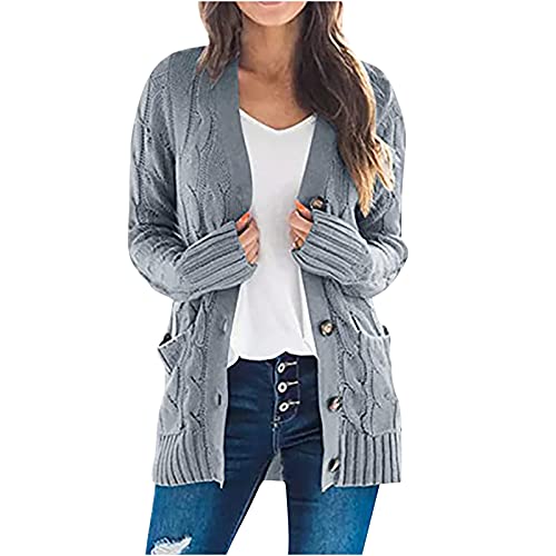 Chunky Cardigan Sweaters for Women Fashion 2025 Open Front Cable Knit Sweater Oversized Button Front Outwear Coat2