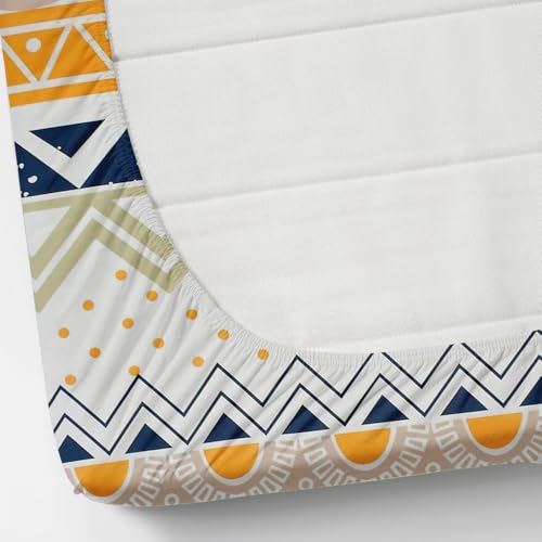 Image of Dahlia Elastic Fitted Glace Cotton California King Size (84x72x Upto 8 Inches) Bedsheet with 2 Pillow Covers-200TC (Zigzag, Cream Color)