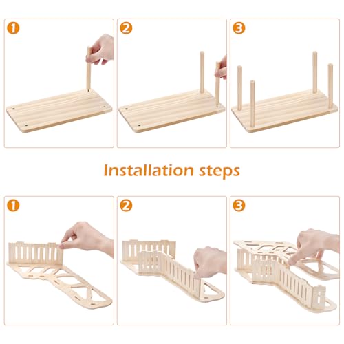 (2-piece Set) Hamster Game Wooden Platform, Tunnel Ladder Hidden Area Platform with Wooden Support Columns, Toy cage Accessories for Hamster Squirrels and Other Small Pets - Image 3