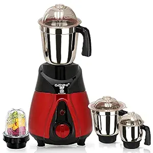Gemini BTRRMGF 1HP Mixer Juicer Grinder with 4 Jars (Small Bullets Jar, 1 Liquid Blending Jar, 1 Dry Grinding Jar and 1 Chutney Jar) - Red