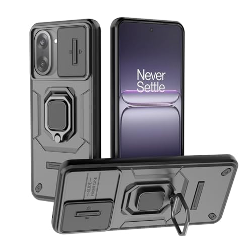 Image of Casodon Heavy Duty Armor Back Case Cover for Oneplus Nord CE 5 5G - Magnetic Kickstand Ring with Camera Shutter Protection, Rugged Bumper Hard Back Cover for Oneplus Nord CE 5 5G (PC & TPU|Black)