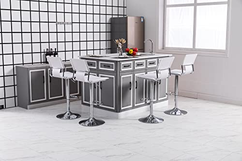 Sidanli White Adjustable Swivel Counter Bar Stool Chairs With Back (Set Of 2) #TOP1