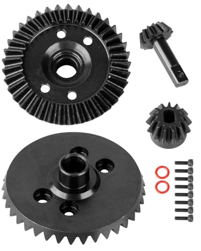 RCHuiWow RC Steel 13-37T Differential Gear Set Upgrades Part for 1/10 Slash Rustler Stampede Hoss Slayer 4x4 T-MAXX XO-01 Summit Revo,Front Rear Gearbox Straight Grain Gears