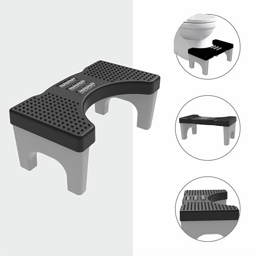 Image of TechHark Toilet Step Stool with Massage Rollers, Foldable Design, 18 cm Height, Promotes Natural Squatting Position