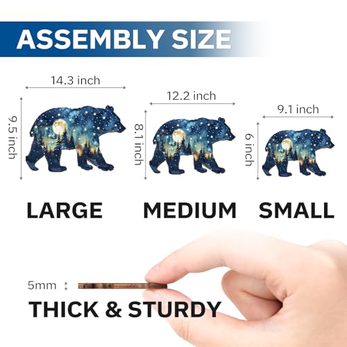 Jigfoxy Rompecabezas de Madera para Adultos, Rompecabezas de Madera en Forma de Oso Astral, Rompecabezas único en forma de animal, Regalos de cumpleaños y Acción de Gracias para mujeres, hombres y amantes de los rompecabezas (S-9.1*6in-100 piezas) miniatura 6