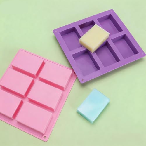 KOHAND 6 Pack Silicone Soap Molds, 6 Cavities Nonstick Soap Molds Supplies for Soap Making, Baking, Pudding, Muffin, Loaf, Brownie, Cornbread, Assorted Colors by KOHAND - Image 6