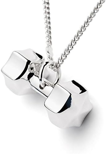 Fit Selection Star Dumbbell Necklace Sterling Silver Fitness Jewelry Barbell Charm Gym Pendant