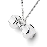 Fit Selection Star Dumbbell Necklace Sterling Silver Fitness Jewelry Barbell Charm Gym Pendant